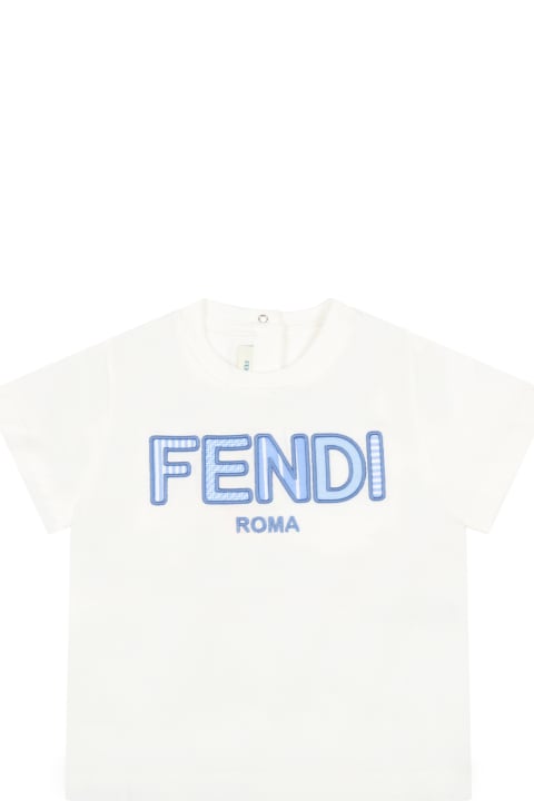 White T-shirt For Baby Boy With Logo