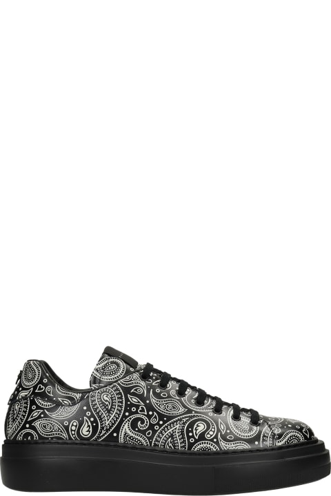 Cesare Paciotti Bandana Print Sneakers In Black Leather - black