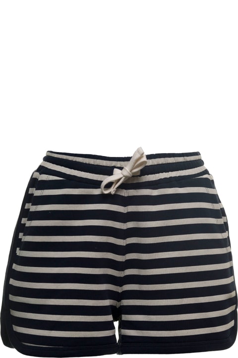RED Valentino Striped Jersey Shorts With Logo - Avorio rosso