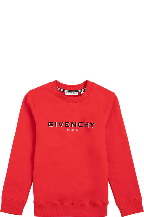 Red Cotton Sweatshirt With Logo
