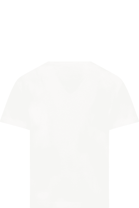 Off-White White T-shirt For Girl With Logo - Giallo e Nero