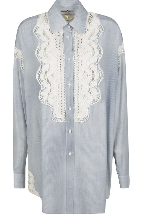 Ermanno Scervino Floral Lace Detail Oversized Shirt - Azure