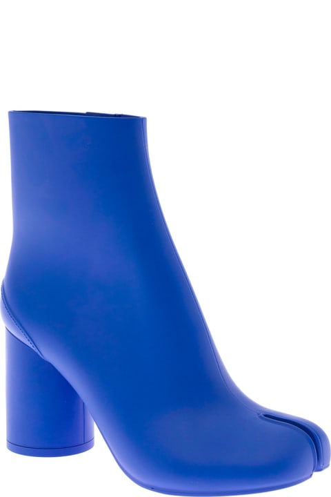 Maison Magiela  Woman's Blue Rubber Tabi Ankle Boots