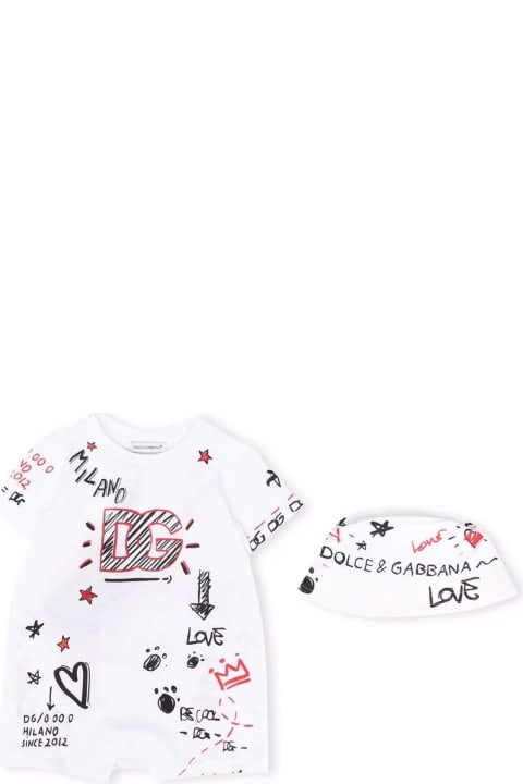 White Set With Romper And Hat Dolce&gabbana Kids