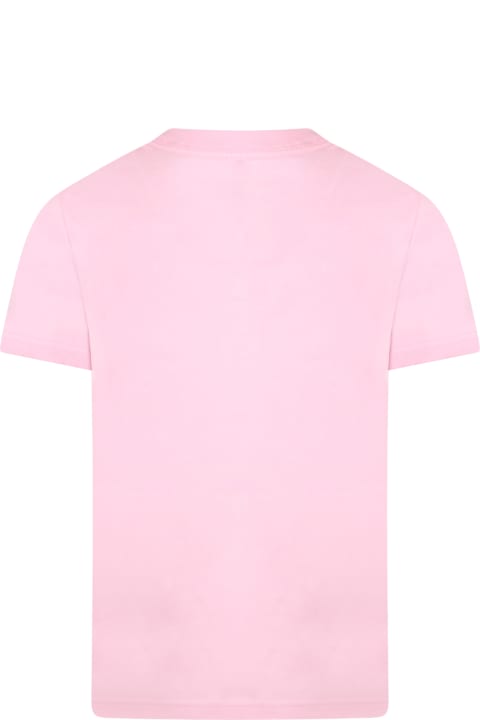 Ralph Lauren Pink T-shirt For Girl With Pony Logo - Denim