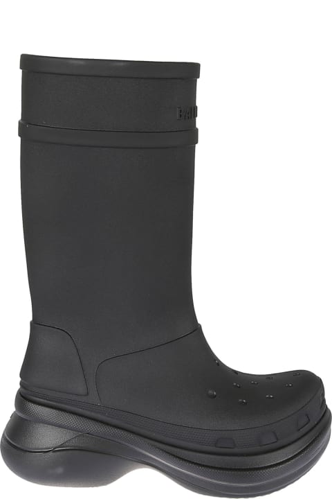 Balenciaga Rubber Crocs Boots - Black White