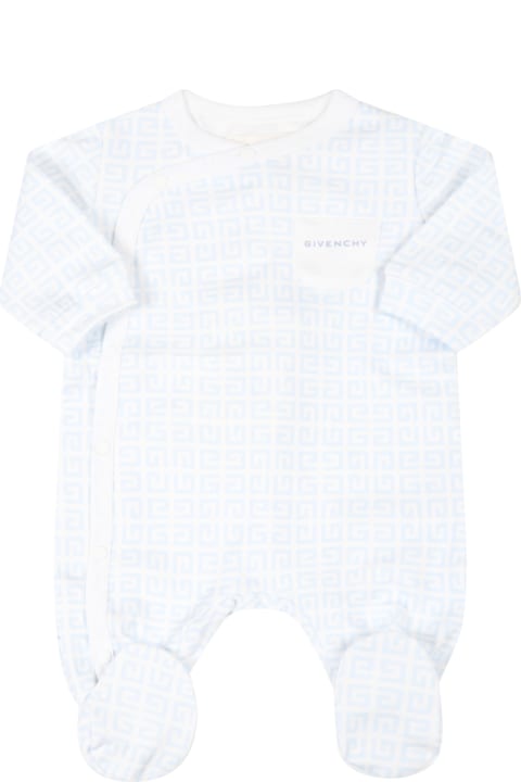 White Jumpsuit For Baby Boy With Light Blue G
