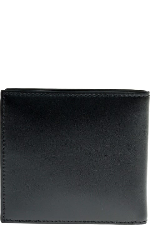 Alexander McQueen Bifold Black Leather Wallet With Logo - Black/trasparent