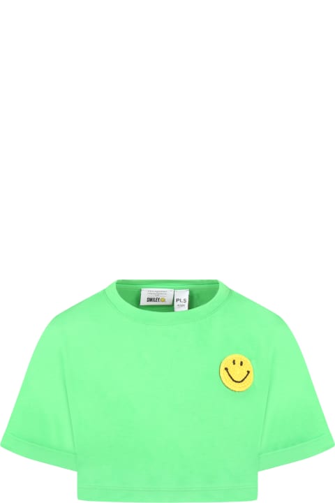 Philosophy di Lorenzo Serafini Kids Green T-shirt For Girl With Smiley - Red