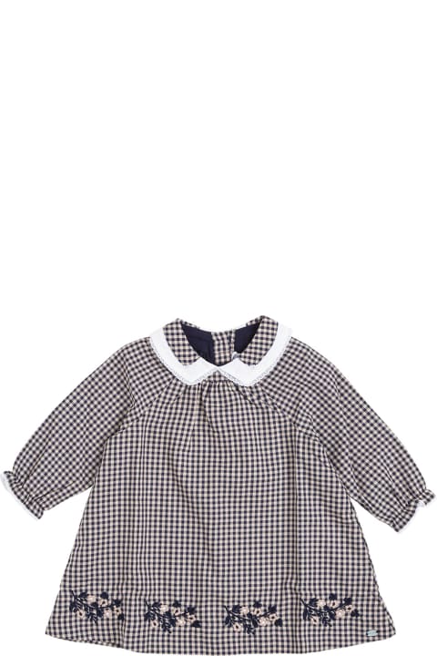 Voyage Cotton Check  Dress With Floral Detail