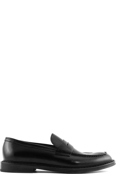 Doucal's Black Smooth Calfskin Leather Penny Loafers - Black