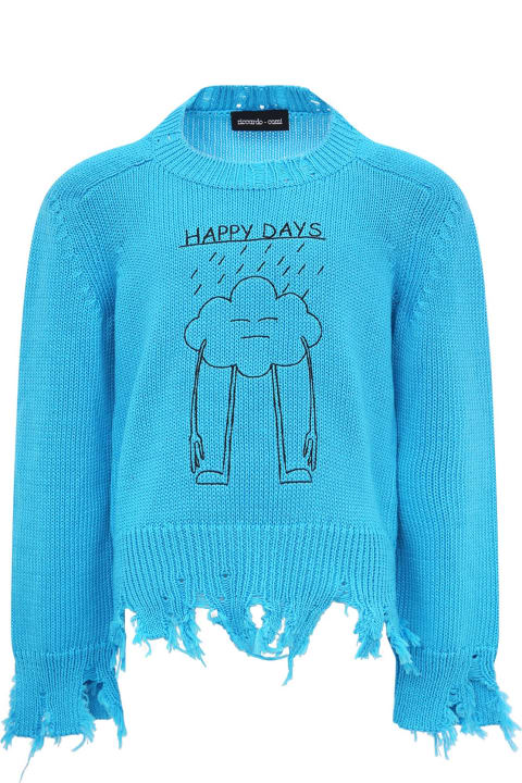 Light Blue "happy Day" Sweater For Kids