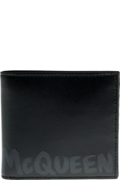 Bifold Black Leather Wallet With Logo
