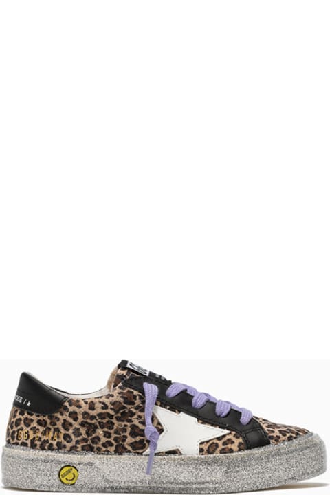 Golden Goose May Leopard Suede Sneakers Gjf00112f002117 - Bianco e Blu