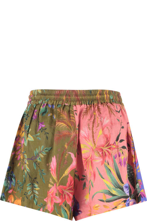 Zimmermann Tropicana Printed Linen Shorts - Terracotta floral