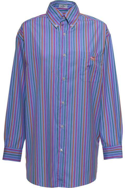 Etro Striped Cotton Poplin Shirt - Brown