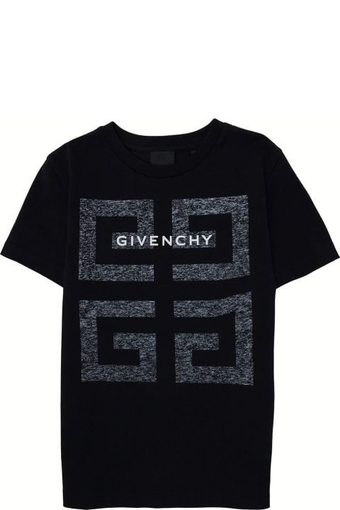 Givenchy Boy Cotton Black T-shirt With Logo Print