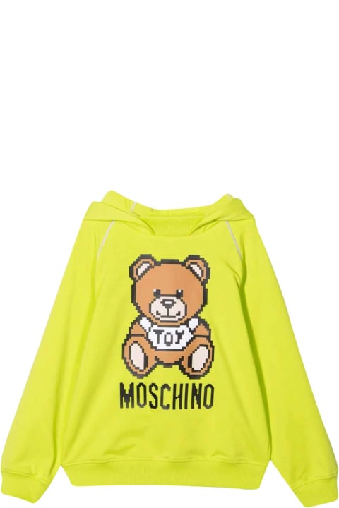 Moschino Yellow Fluo Sweatshirt With Hood And Toy Print - Black