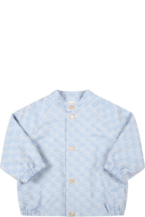 Gucci Light-blue Jacket For Baby Boy - Blu/avorio