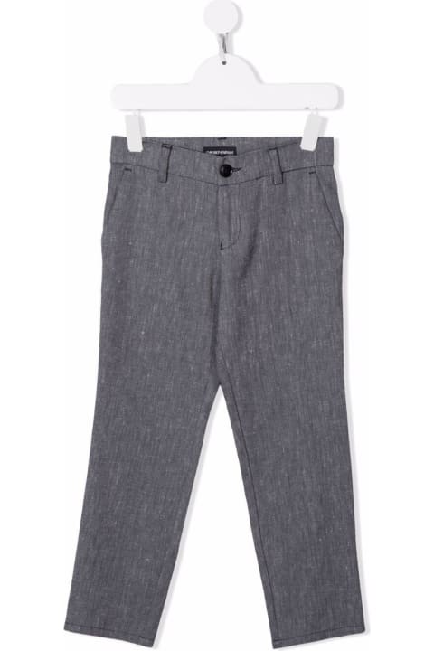Emporio Armani Grey Cotton And Linen Pants - Black