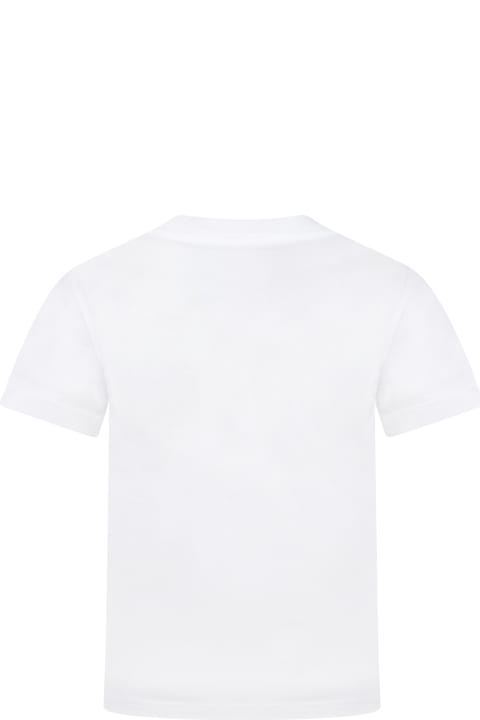 White T-shirt For Kids With Black Logo