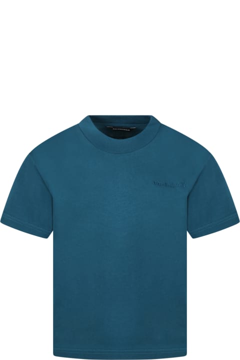 Petroleum Green T-shirt For Kids With Logo
