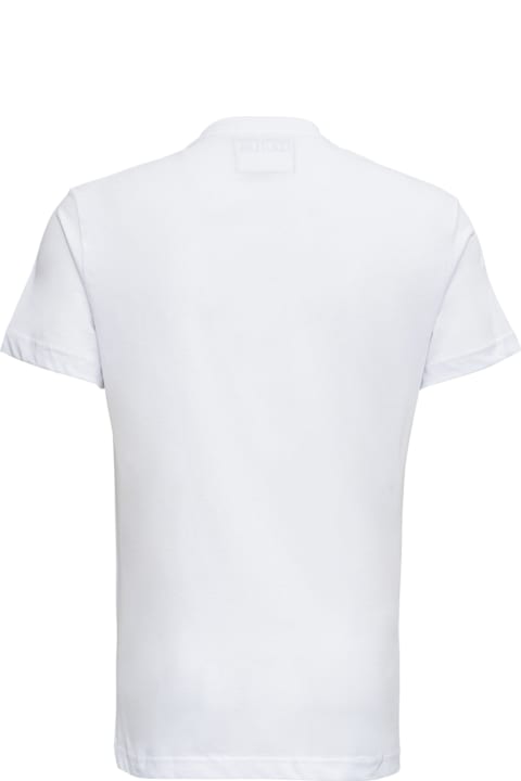 Versace Jeans Couture White Cotton T-shirt With Logo Print - Nero