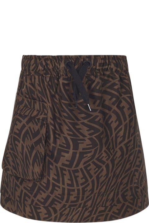 Brown Cotton Ff-logo Skirt