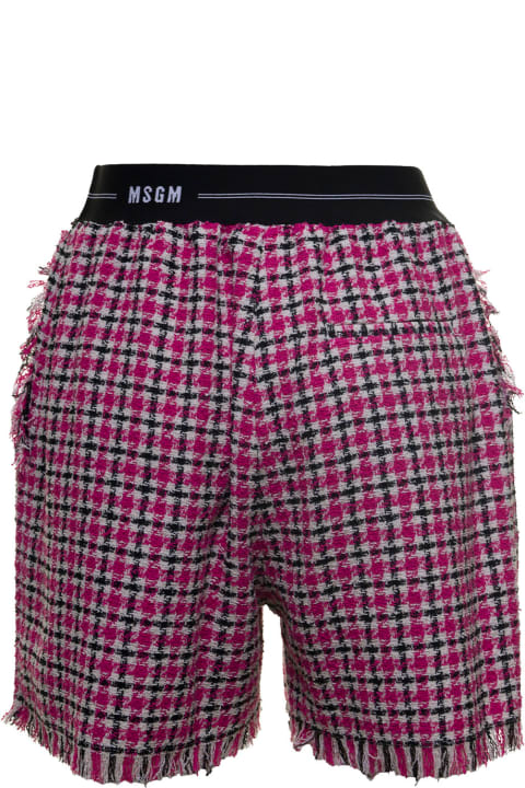 Houndstooth Cotton Twill Shorts