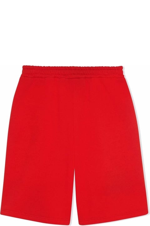 Gucci Red Felted Cotton Jersey Shorts - White Multicolor