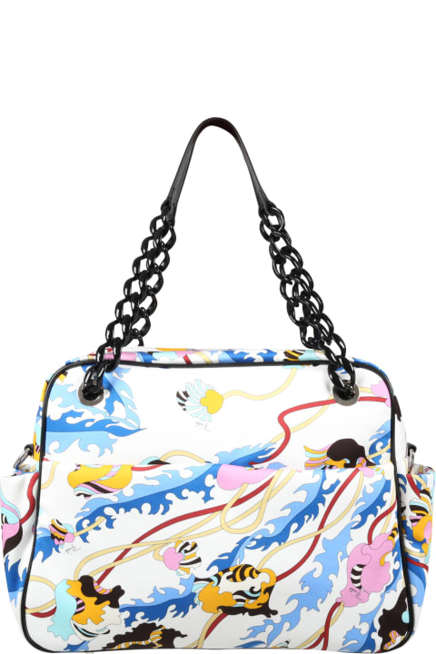 Emilio Pucci White Changing Bag For Baby Girl With Iconic Print - Multicolor