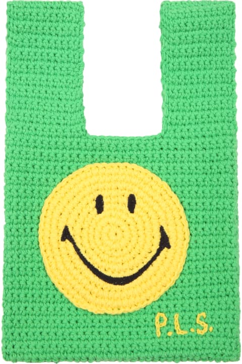 Green Bag For Kids With Yellow Smiley Face
