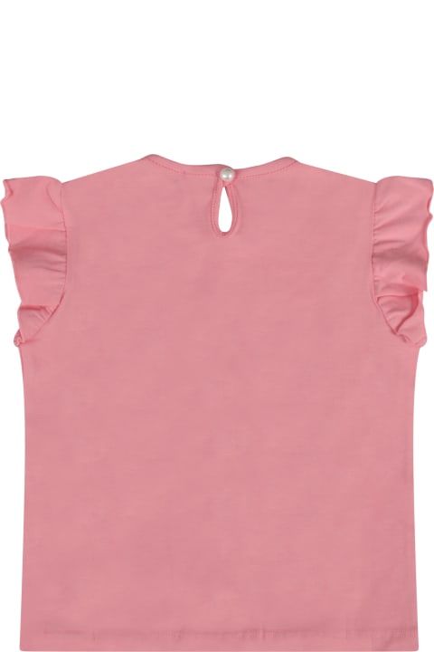 Pink T-shirt With Logo For Baby Girl