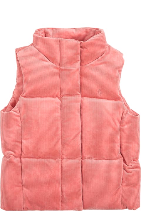 Polo Ralph Lauren Pink Velvet Vest With Logo - Black