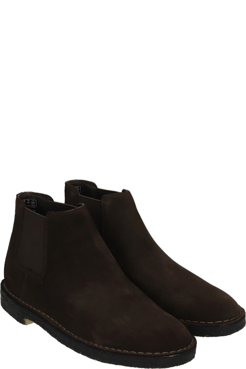 Clarks Desert Chelsea Ankle Boots In Brown Suede - BLACK