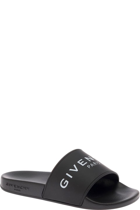 Gvenchy Kids Boy's Black Slide Rubber Sandals With Logo