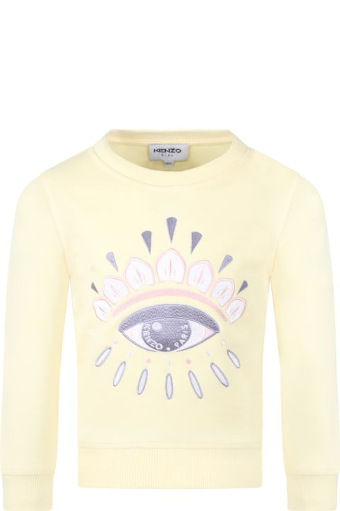 Kenzo Kids Yellow Sweatshirt For Girl With Eye - Verde