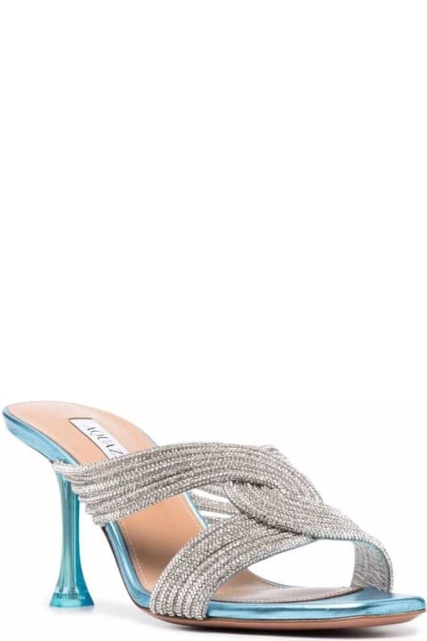 Aquazzura Gatsby  Leather And Crystals Mules - WHITE (White)