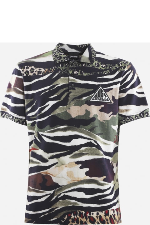 Cotton Polo Shirt With All-over Camouflage Print