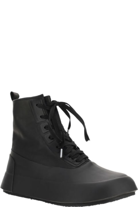 AMBUSH Leather Mix Hi-top Sneaker - Black off white
