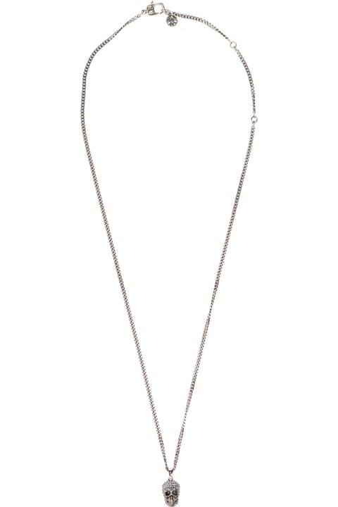 Pavé Skull Silver Brass Alexander Mcqueen Man's Necklace