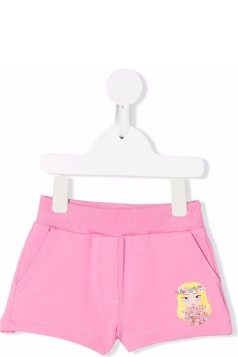 Pink Cotton Shorts With Mascot Print