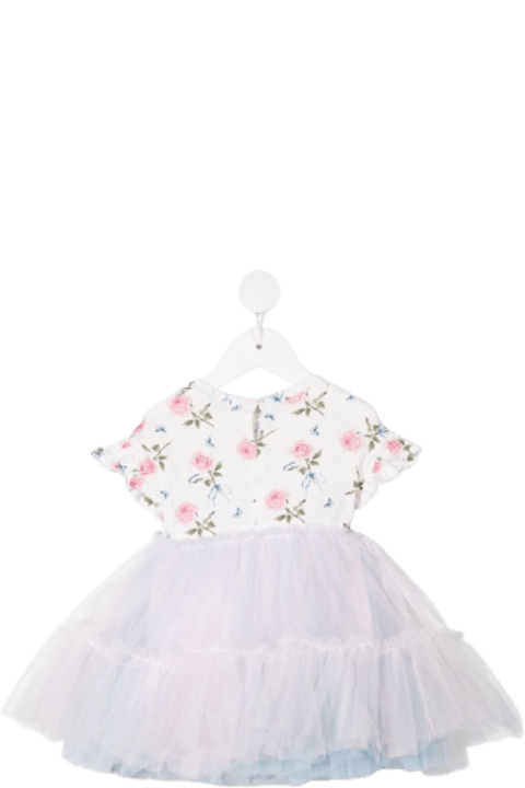 Monnalisa Floral Tulle Skirt Dress - Panna
