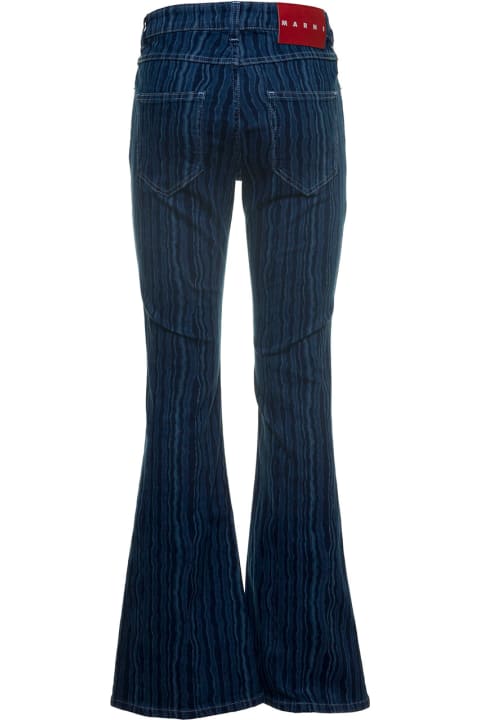 Marni Flared Striped Denim Jeans - MULTICOLOR