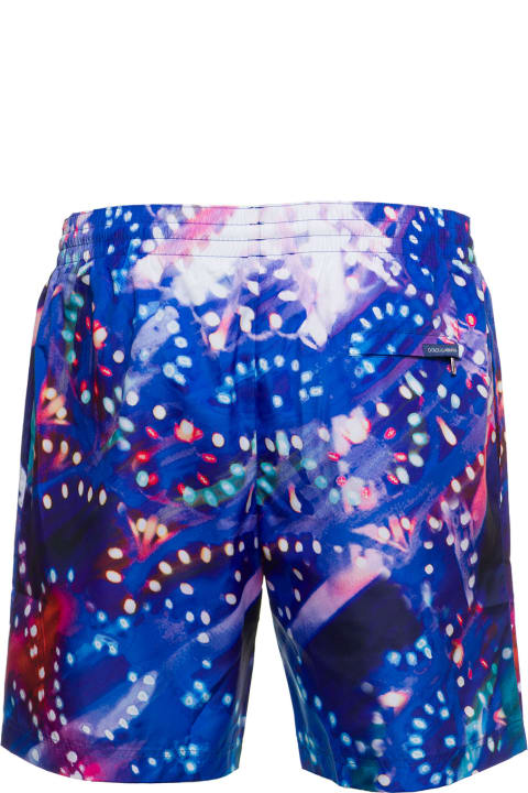 Dolce & Gabbana Man's Nylon Luminarie Printed Swim Shorts