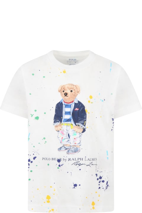 Ralph Lauren White T-shirt For Boy With Iconic Bear - White
