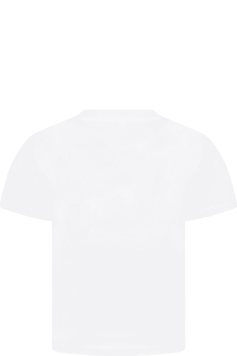Stella McCartney Kids White T-shirt For Boy  Witth Crocodile - Multicolor