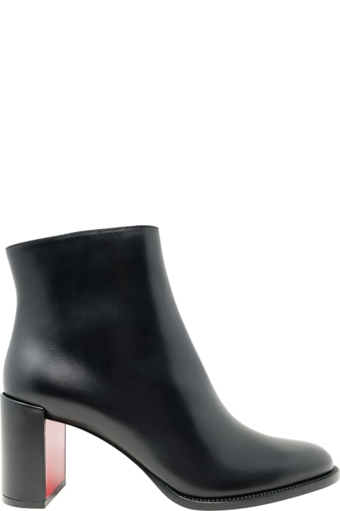 Christian Louboutin Black Leather Adoxa 70 Ankle Boots - WHITE/SILVER
