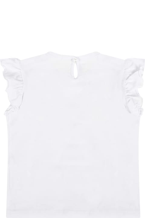 White T-shirt With Logo For Baby Girl