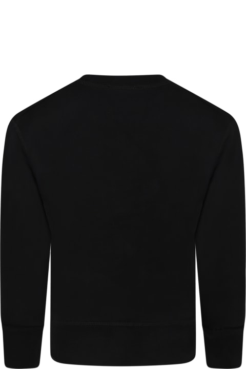Black Sweatshirt For Boy With White Logo